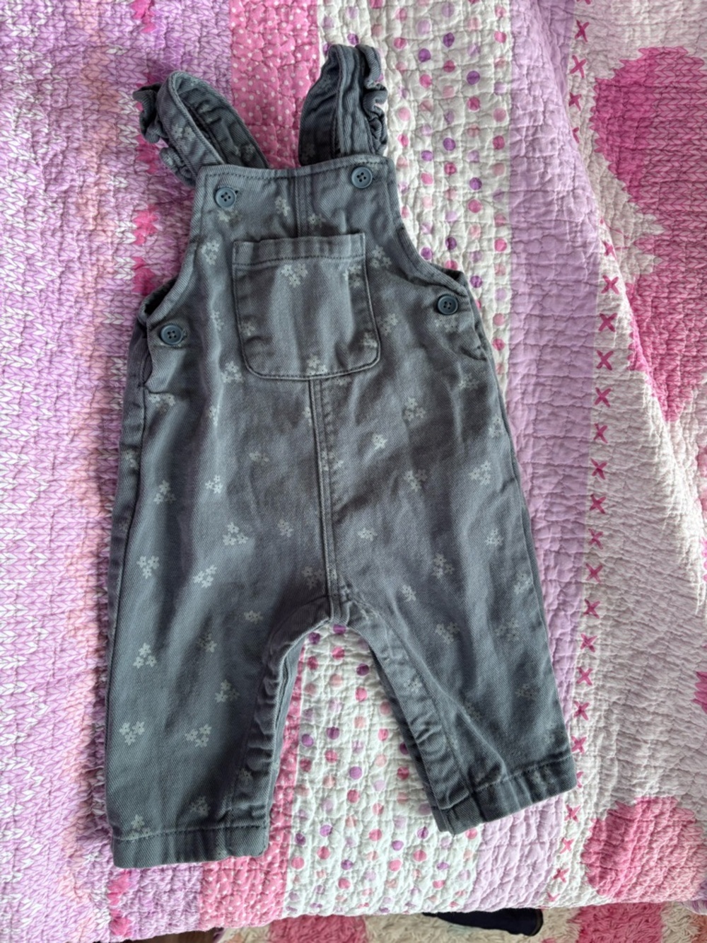 Zara Grey Floral Kids Overalls